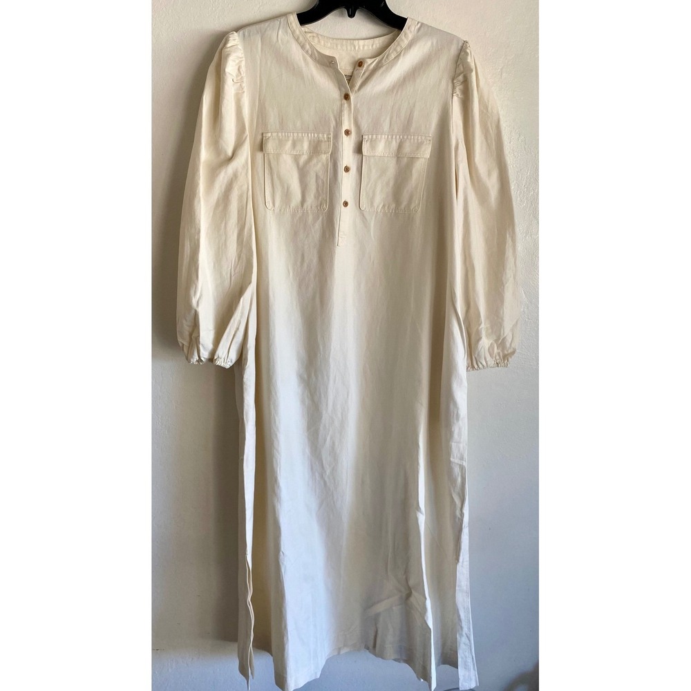 NEW Southern Tide Women's Kiara Maxi Dress Long Sleeve Belted Sand Sand White L - Picture 3 of 16